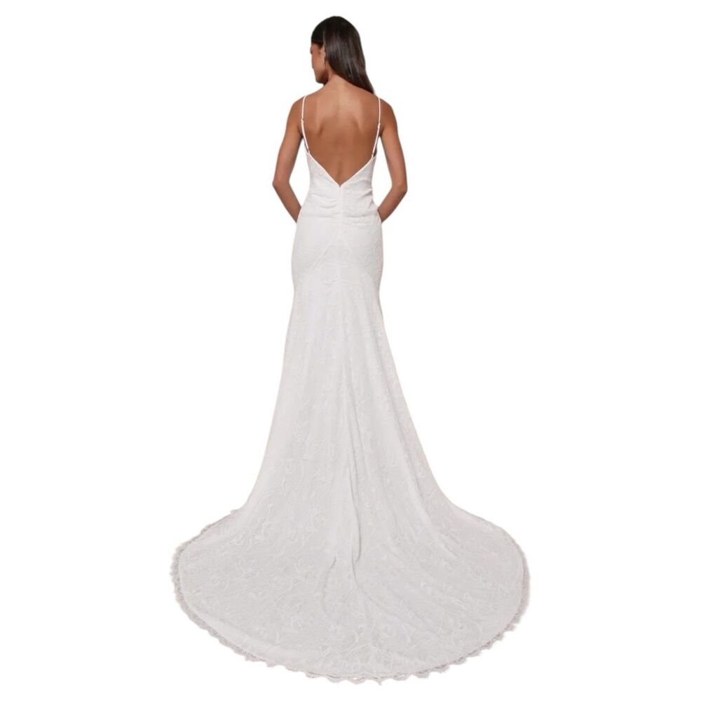 Lulus Maxi Wedding Dress Womens Small White Boho Lace Flawless Extravagance NWT - Picture 2 of 8